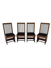 Four Art Deco Modernist High Back Dining Chairs by Architect Caspers, 1920s
